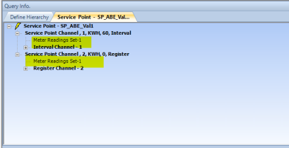 A configuration example that links the interval and register channel with a meter reading set.