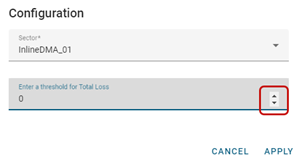 The configuration dialog supports the ability to set a threshold value.